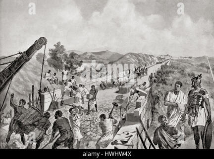 The construction of the Via Appia or Appian Way, ancient Rome, 312 BC.  After the painting by J.H. Valda(d. 1941). From Hutchinson's History of the Nations, published 1915. Stock Photo