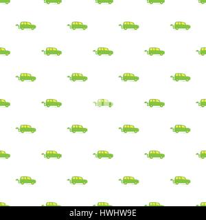 Green electric car pattern, cartoon style Stock Vector