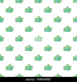 Green paintball glove pattern, cartoon style Stock Vector