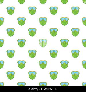 Green paintball mask pattern, cartoon style Stock Vector