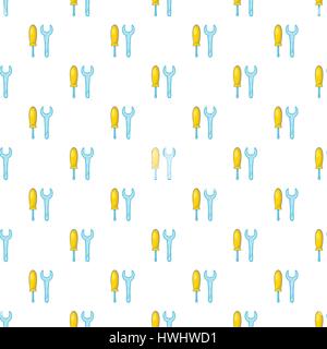 Wrench and screwdriver pattern, cartoon style Stock Vector