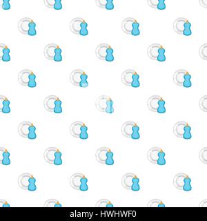 Blue bottle of dish soap and clean plate pattern Stock Vector