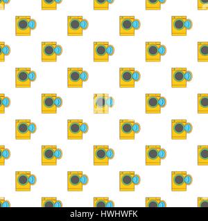 Yellow washing machine pattern, cartoon style Stock Vector
