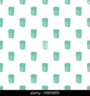 Turquoise trash can pattern, cartoon style Stock Vector