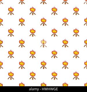 Burning bonfire pattern, cartoon style Stock Vector
