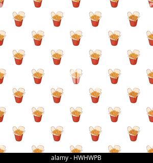 Chinese noodle in box pattern, cartoon style Stock Vector
