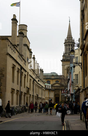 A busy street full of shoppers on a Spring Saturday afternoon. Stock Photo