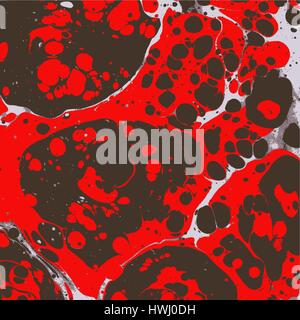 vector colorful red black white hand drawn ebru paper marbling liquid paint artwork decoration texture background Stock Vector