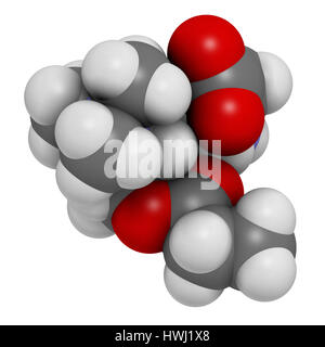 GPLC (glycine propionyl-L-carnitine) nutritional supplement molecule. 3D rendering.    Atoms are represented as spheres with conventional color coding Stock Photo