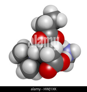 GPLC (glycine propionyl-L-carnitine) nutritional supplement molecule. 3D rendering.    Atoms are represented as spheres with conventional color coding Stock Photo