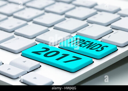 trends 2017 wording on keyboard Stock Photo