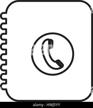 notebook with phone sign icon Stock Vector