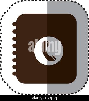 brown notebook with phone sign icon Stock Vector