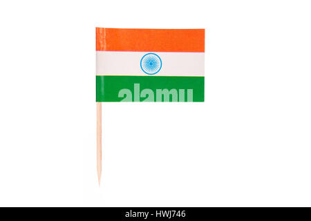 Toothpick Flag India. Paper Indian flag . Isolated on white background Stock Photo