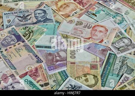 Closeup shoot of International currencies from different countries Stock Photo