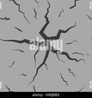 Abstract seamless background of the various cracks in the asphalt, vector illustration. Stock Vector