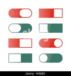 Set of different buttons and switches, web interface design elements isolated on white background. Flat style, vector illustration. Stock Vector