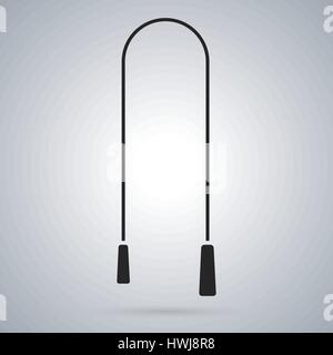 Gray icon jumping rope, sports equipment item to the gym and fitness training, isolated on white background, vector illustration. Stock Vector