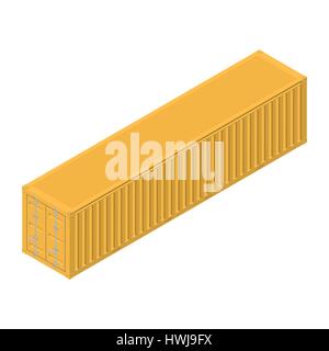 The long sea container for cargo transportation, isolated on white background. Isometric style, vector illustration. Stock Vector