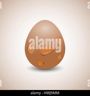 Realistic egg with transparent drops of water, isolated on a yellow background. The vertical arrangement, vector illustration. Stock Vector