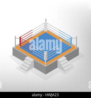 Boxing ring isolated on white background. Flat 3D isometric style, vector illustration. Stock Vector