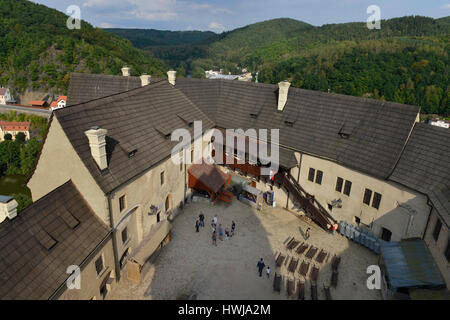 Innenhof, Burg, Loket, Tschechien Stock Photo