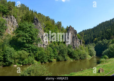 Hans-Heiling-Felsen, Fluss Eger, Tschechien Stock Photo