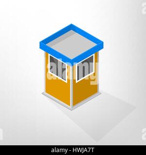 Security lodges isolated on a white background. Flat 3D isometric style, vector illustration. Stock Vector