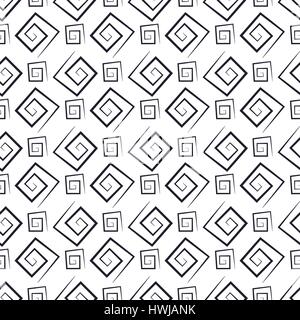Abstract black and white seamless background, repeating texture of square spirals, vector illustration. Stock Vector