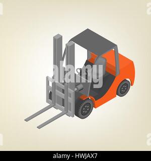 Icon forklift, isolated on white background. Flat 3D isometric style, vector illustration. Stock Vector