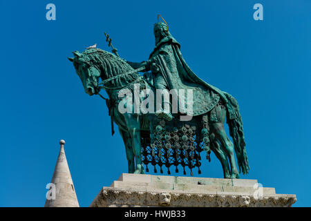 Reiterstatue, Stephan I. der Heilige, Burgberg, Budapest, Ungarn Stock Photo