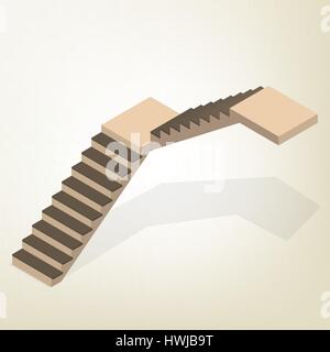 Flight of stairs isolated on white background. Element of design the interior and architecture. Flat 3D isometric style, vector illustration. Stock Vector