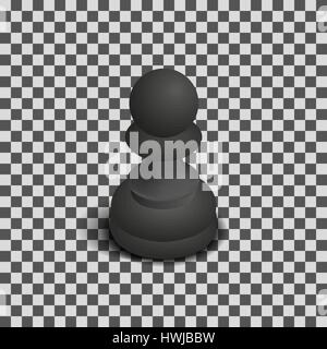 Photo realistic black chess piece pawn. 3D isometric style, vector illustration. Stock Vector