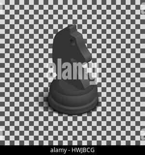 Photo realistic black horse chess piece. 3D isometric style, vector illustration. Stock Vector