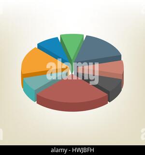 Pie chart isolated on white background. Design elements of infographics. Flat 3D isometric style, vector illustration. Stock Vector