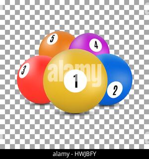 Multicolored balls with numbers for a game of snooker and billiards in 3D style, vector illustration. Stock Vector