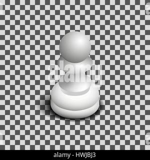 Photo realistic white chess piece pawn. 3D isometric style, vector illustration. Stock Vector