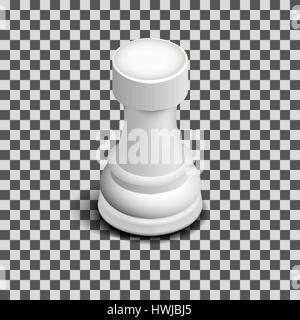 Photo realistic white rook chess piece. 3D isometric style, vector illustration. Stock Vector