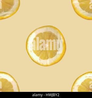 Seamless citrus pattern, repeating texture of slices of lemon, vector illustration. Stock Vector