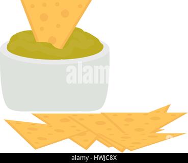 Nachos icon flat, cartoon style isolated on white background. Vector illustration, clip art. Traditional Mexican food. Stock Vector