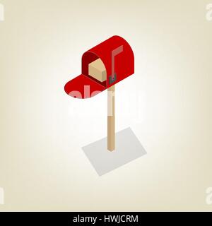 American colored mailbox isolated on white background. Flat 3D isometric style, vector illustration. Stock Vector