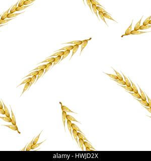Seamless background from a set of photo realistic spikelets of wheat, vector illustration. Stock Vector