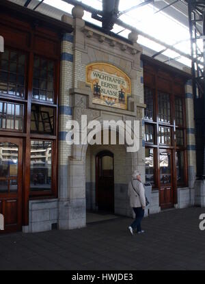 Haarlem railway station, Haarlem, Netherlands. One of the oldest Dutch train stations (1839) located on the Amsterdam - Rotterdam railway line. Stock Photo