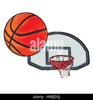 basketball flies into ring Stock Vector