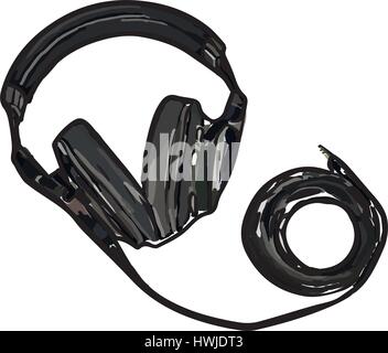 monitor headphones with wire Stock Vector