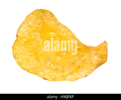 a single potato chip in white back Stock Photo