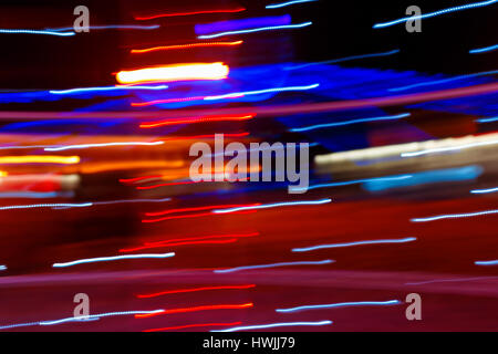 Image with light trails was made with long exposure on night. Stock Photo