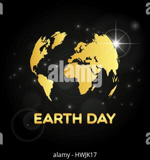 Earth day banner. April 22. Vector illustration of abstract golden earth globe for your design Stock Vector