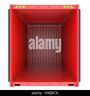 red opened empty cargo container, 3D rendering isolated on white ...