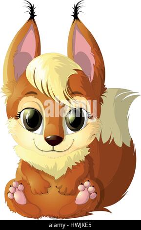 Beautiful red-haired squirrel drawing on white background Stock Vector